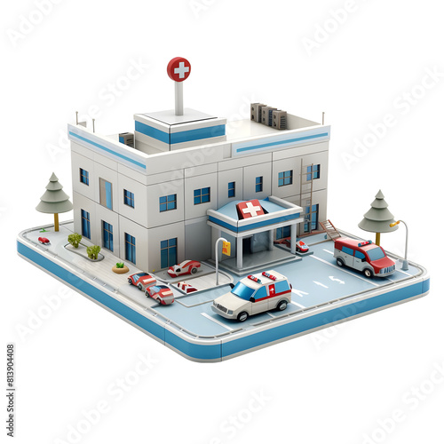 hospital model Isolated on transparent background