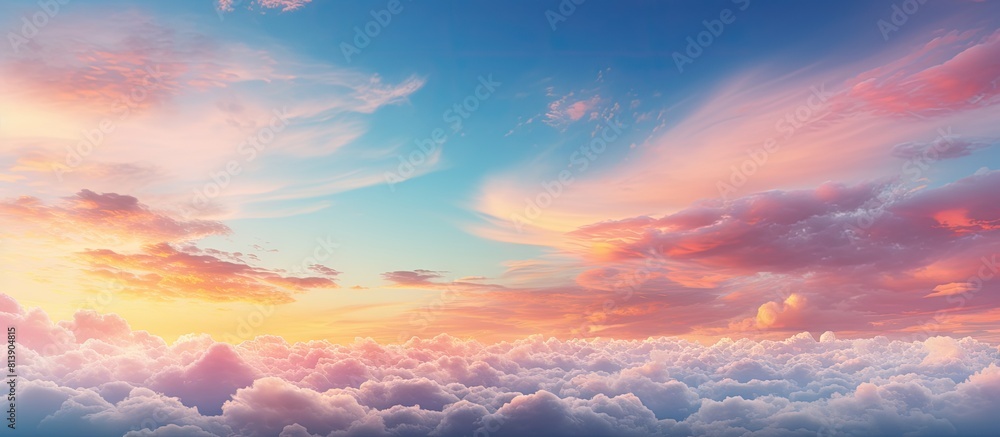 The image features a close up of a vibrant and colorful sky with vivid clouds The captivating colors make the sky and clouds stand out creating an eye catching copy space image The image features a close up of a vibrant and colorful sky with vivid clouds The captivating colors make the sky and clouds stand out creating an eye catching copy space image