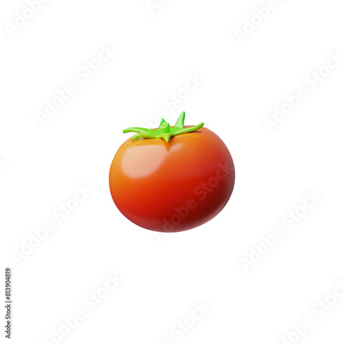 Fresh red tomato 3D style vector, whole ripe red tomato vegetable, salad ingredient, natural plant food, farm game asset