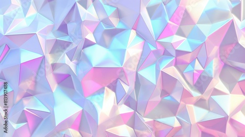 Pastel rainbow geometric holographic triangle pattern design background