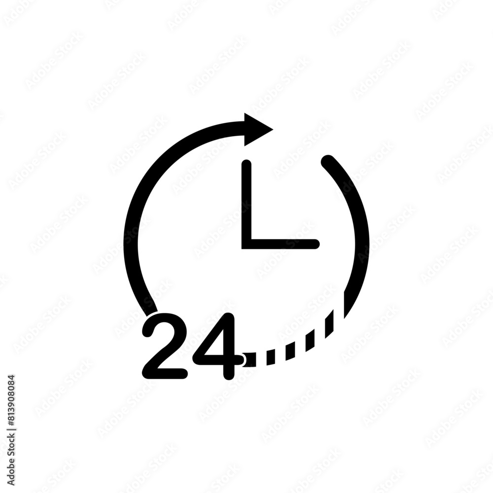 24 hour black clock icon 24 hour black clock icon
