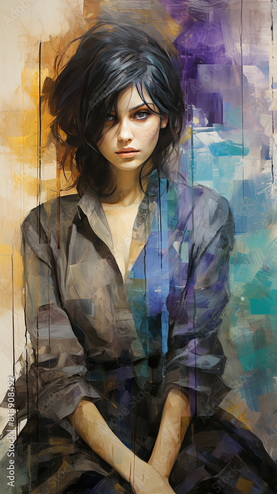 Artistic Splatter Oil Painting Of A Female Model Portrait Background Artistic Splatter Oil Painting Of A Female Model Portrait Background