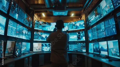 There are multiple monitors in the Security Control Room, which allows the officer to keep an eye on multiple screens looking for suspicious activity. Unauthorised activities are reported on his