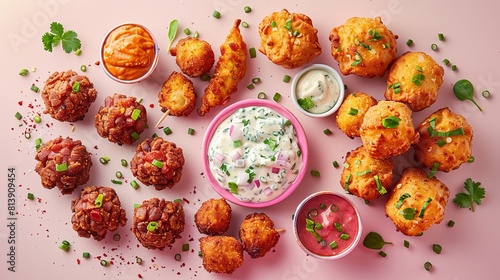 Fritters with ranch and chive dumplings