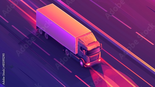Graphitic landing page for logistics partner, truck car riding high speed to ship goods, commercial vehicle delivery, cargo transportation business, 3D modern illustration, web banner.