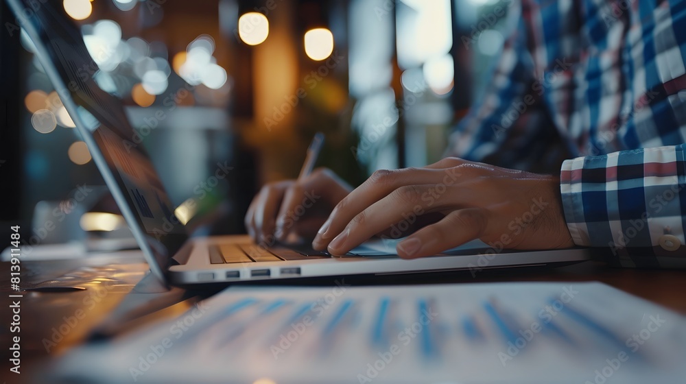 Focused Corporate Employee Analyzing Financial Data and Planning Business Development with Economy Focused Corporate Employee Analyzing Financial Data and Planning Business Development with Economy