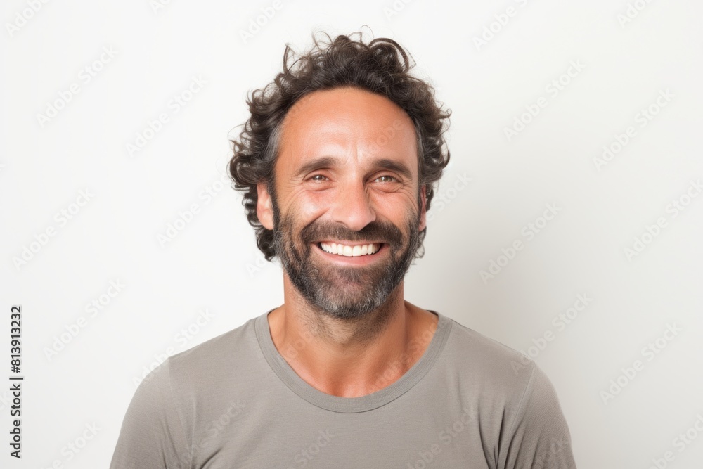 Portrait of a grinning man in his 40s smiling at the camera isolated in white background Portrait of a grinning man in his 40s smiling at the camera isolated in white background
