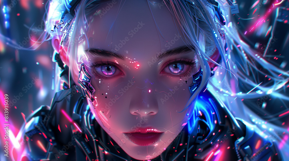 Robot girl with realistic face and metal mechanisms close-up Neural network ai supercomputer in the form of a beautiful girl1