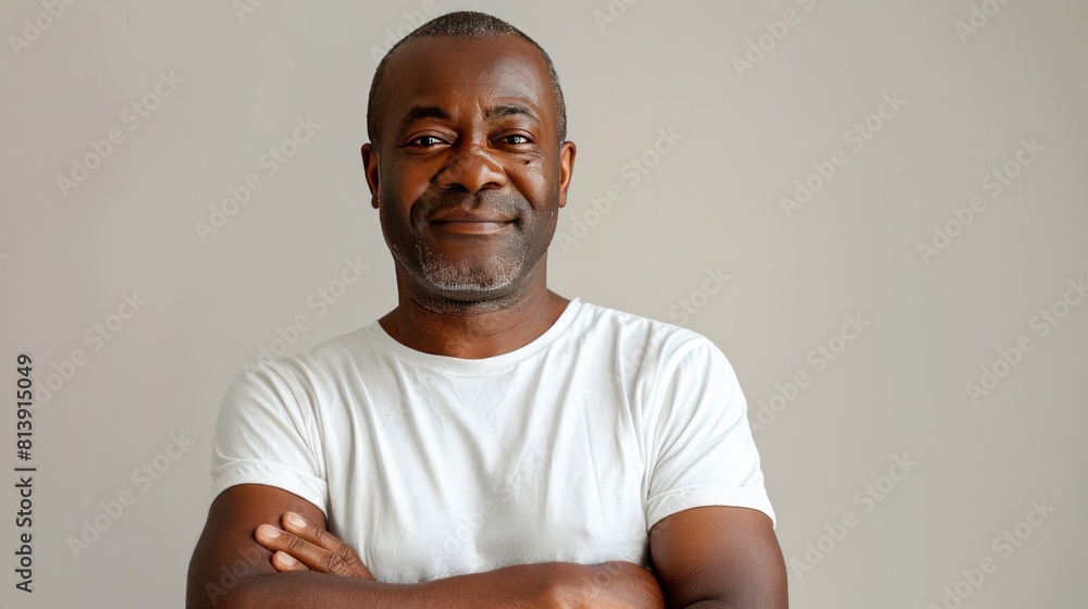 African-American senior man studio portrait, elderly black male model dressed in casual simple clothes, everyday looking, background with copy space, different people and diversity, AI generated imag African-American senior man studio portrait, elderly black male model dressed in casual simple clothes, everyday looking, background with copy space, different people and diversity, AI generated imag