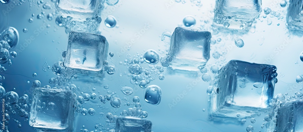 An image of bubbles trapped within a block of vibrant blue ice providing a beautiful copy space image An image of bubbles trapped within a block of vibrant blue ice providing a beautiful copy space image