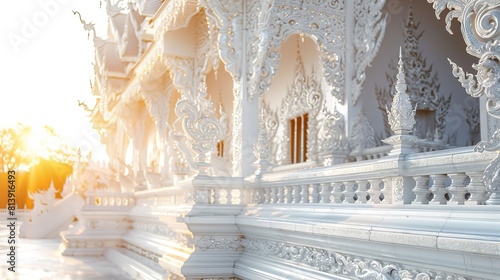 A white building with a lot of intricate details and designs © Sunijsa
