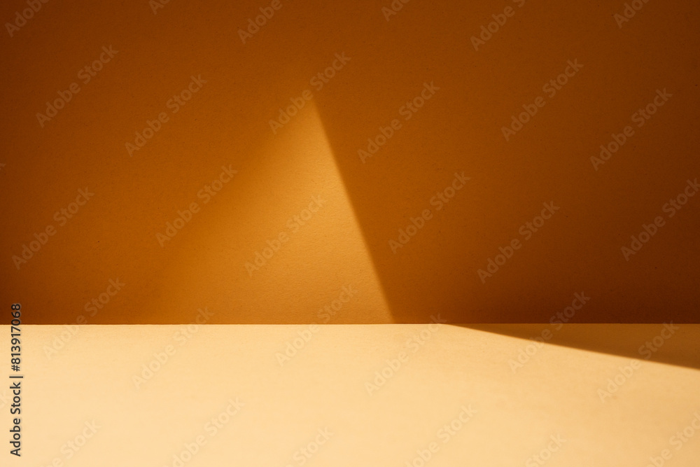Empty table with light reflection on dark brown wall. Mock up for branding products, presentation, food and health care.. Empty table with light reflection on dark brown wall. Mock up for branding products, presentation, food and health care..
