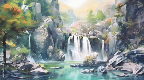 Punchbowl Waterfalls Watercolor 