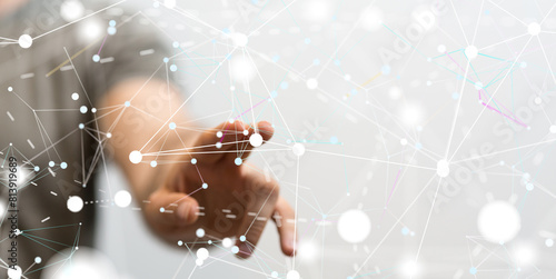 Global network. Blockchain. 3D illustration. Neural networks and artificial intelligence. Abstract