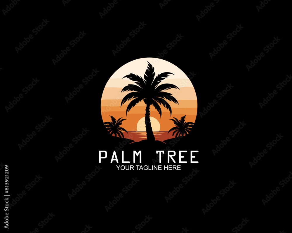 Silhouettes of palm trees on the beach Silhouettes of palm trees on the beach