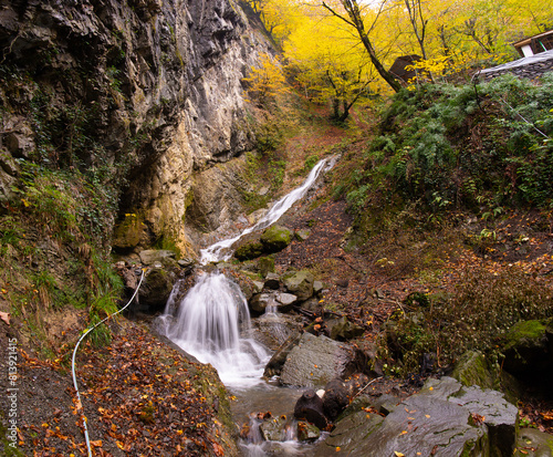 Ismayilli region. Azerbaijan. 10.31.2021. Waterfall Seven beauties in a beautiful recreation area.