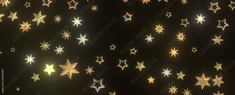 Twinkling Christmas Descent: Striking 3D Illustration Showcasing Falling Festive Twinkling Stars Twinkling Christmas Descent: Striking 3D Illustration Showcasing Falling Festive Twinkling Stars