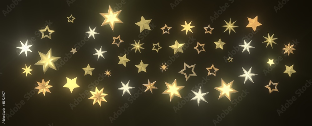 Twinkling Christmas Descent: Striking 3D Illustration Showcasing Falling Festive Twinkling Stars Twinkling Christmas Descent: Striking 3D Illustration Showcasing Falling Festive Twinkling Stars