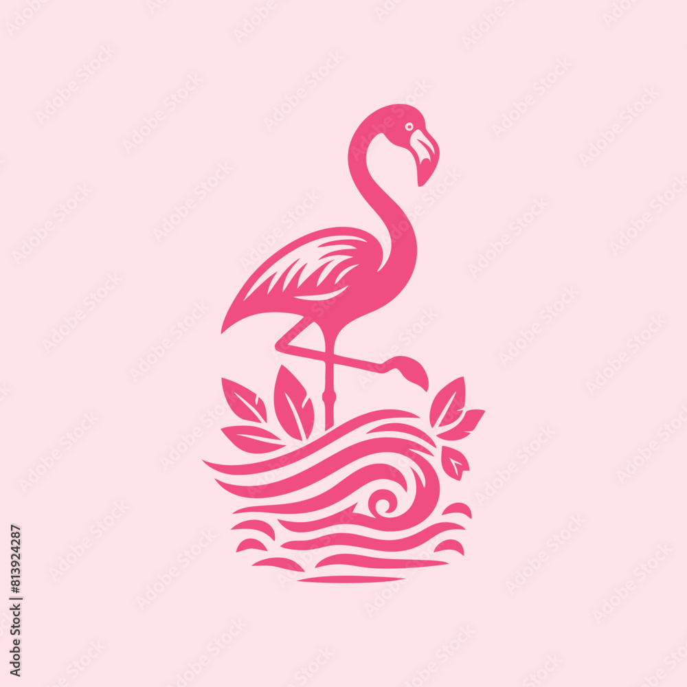 Fototapeta premium flamingo bird logo vector design, vector flamingo bird illustration, beautiful and elegant flamingo bird design