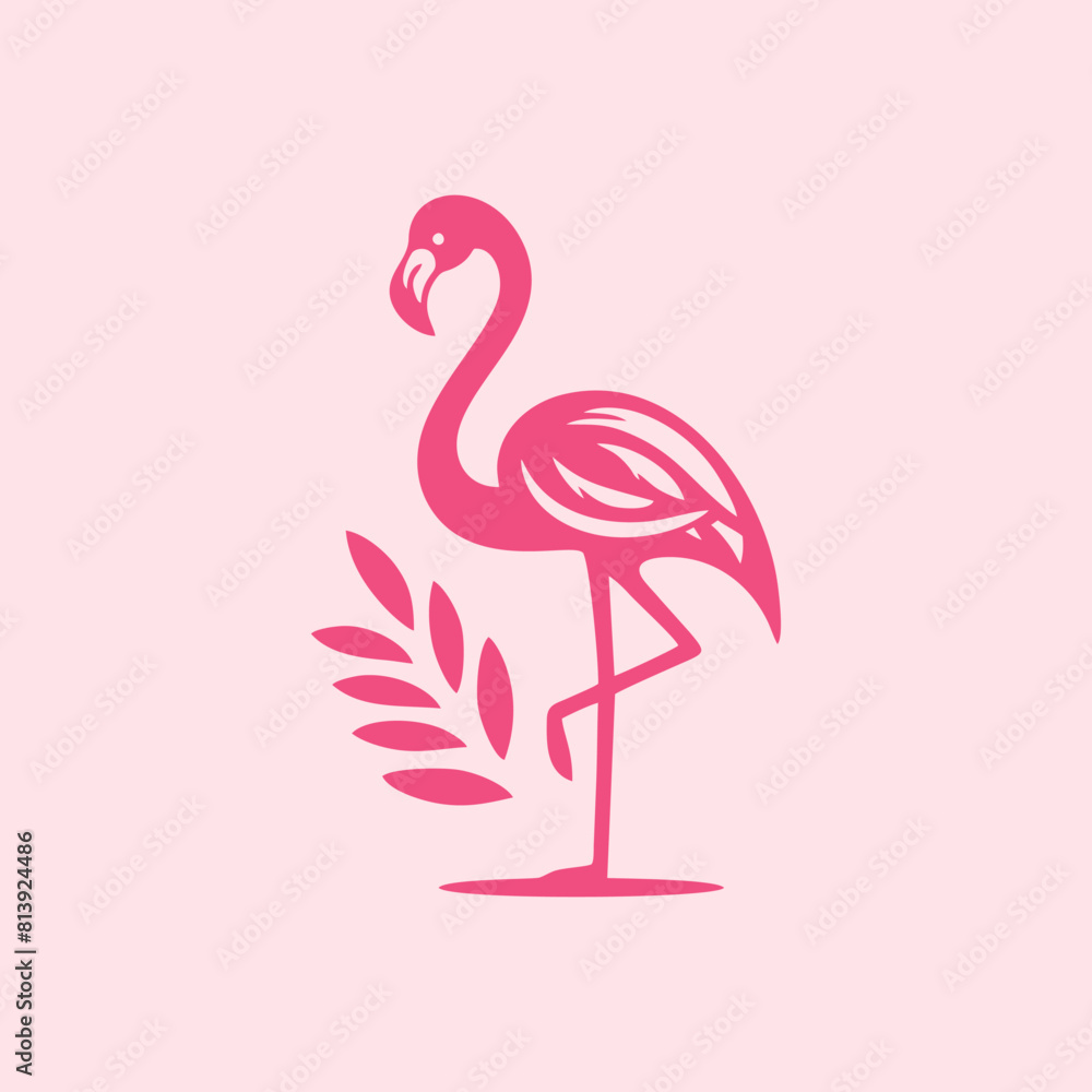 Fototapeta premium flamingo bird logo vector design, vector flamingo bird illustration, beautiful and elegant flamingo bird design