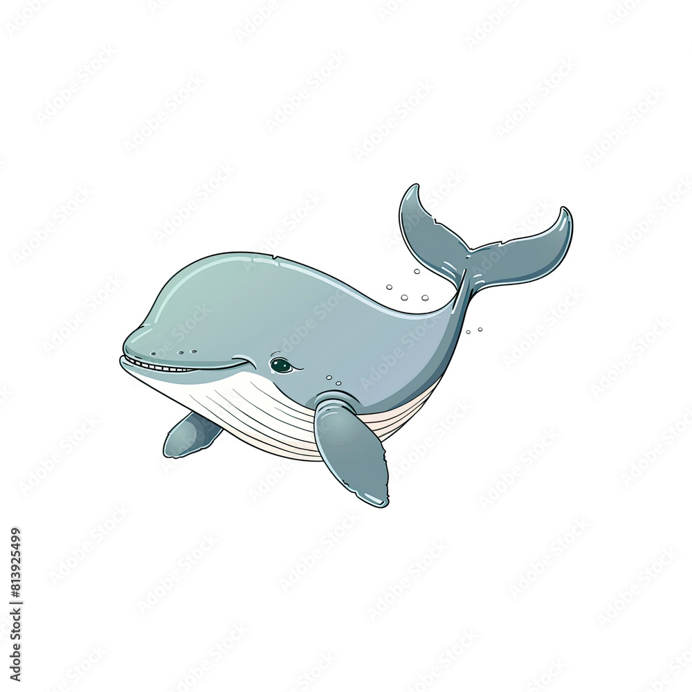 Naklejka premium Sweet Whale Cartoon Its Playful Nature, Cartoon Illustration