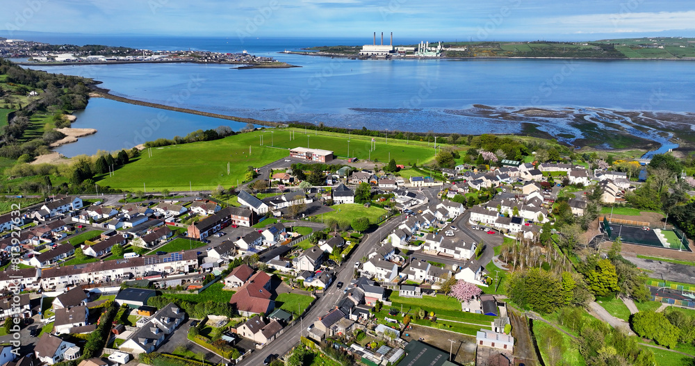 Aerial view of Glynn Village Larne County Antrim Northern Ireland