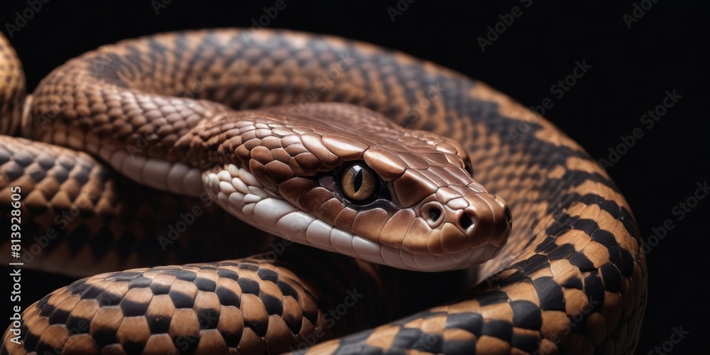 Fototapeta premium Snake on black background