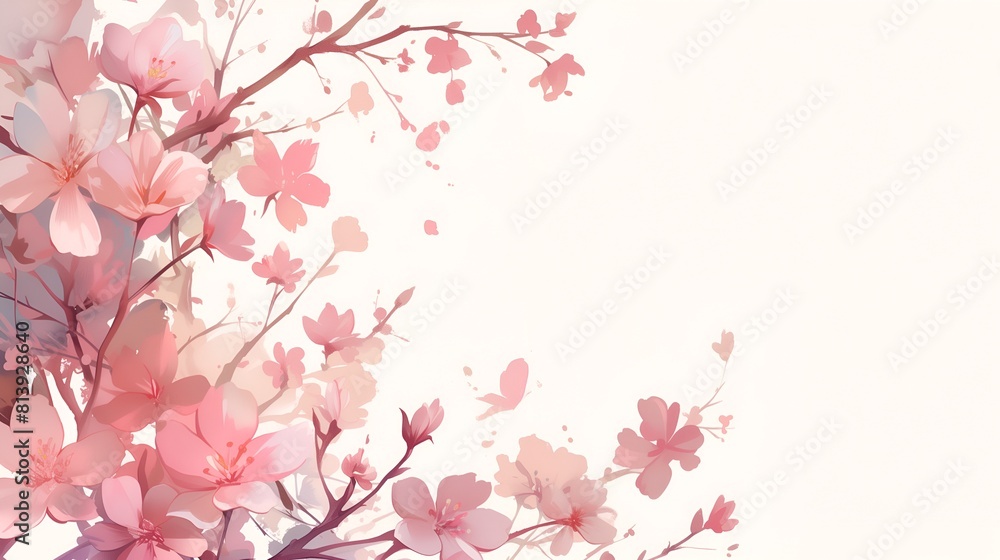  pink flowers painted in a delicate watercolor style