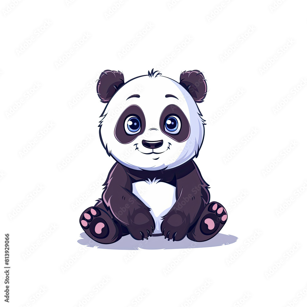 A Cute Little Panda Sitting, Cartoon Illustration A Cute Little Panda Sitting, Cartoon Illustration