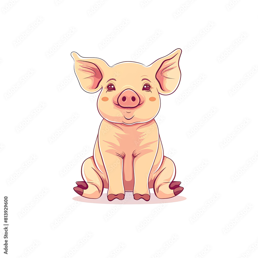 A Cute Little Pig Cartoon, Cartoon Illustration A Cute Little Pig Cartoon, Cartoon Illustration