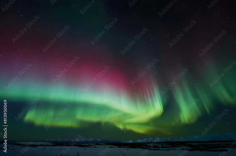 Naklejka premium aurora sky landscape background 