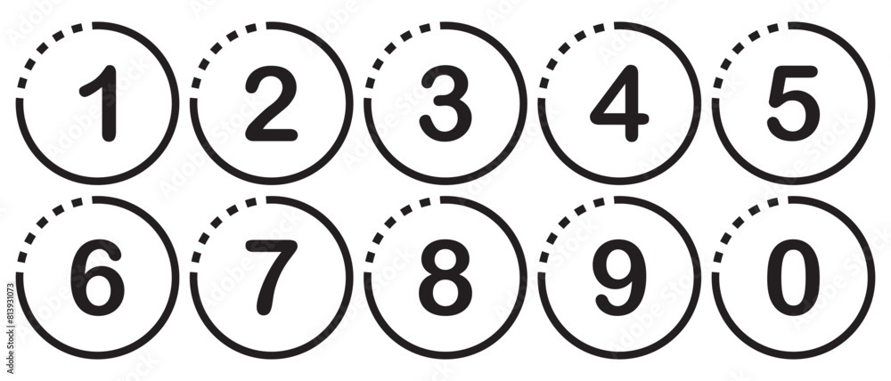 Set of 1-9 numbers icon vector. Numbers symbols vector. Number buttons set icons in black and white colors. vector illustration. Set of 1-9 numbers icon vector. Numbers symbols vector. Number buttons set icons in black and white colors. vector illustration.