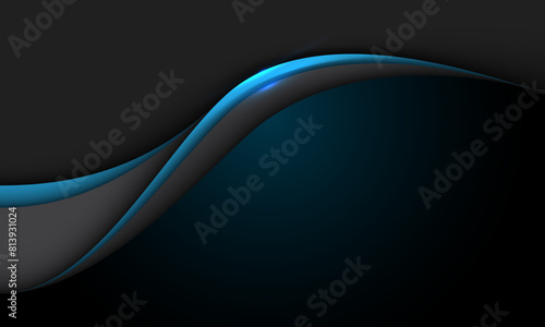 Abstract blue grey curve overlap on black design modern luxury futuristic creative background vector