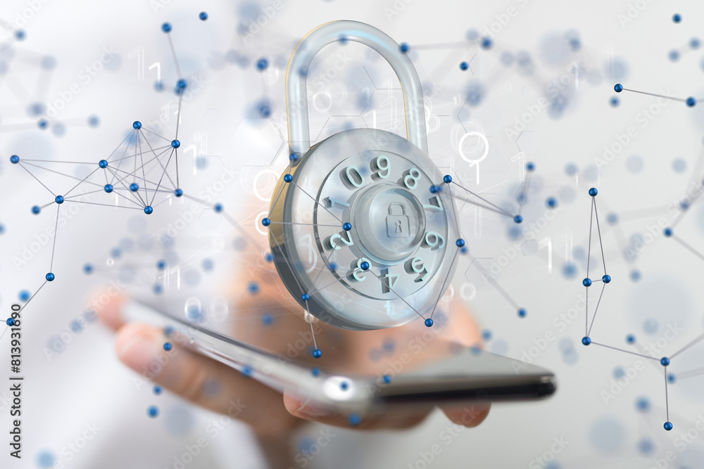 Fototapeta premium Cybersecurity and information or network protection. Future technology