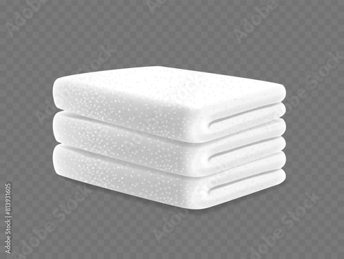 Neat Stack Of White Terry Towels Depicting Cleanliness, Personal Care,And Luxury, Freshness And Comfort, Realistic 3d
