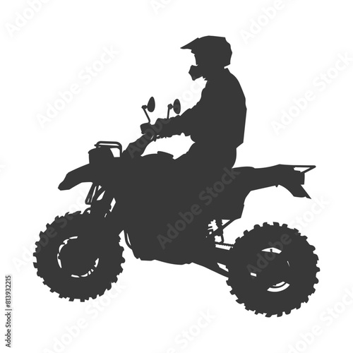 Silhouette man riding ATV black color only