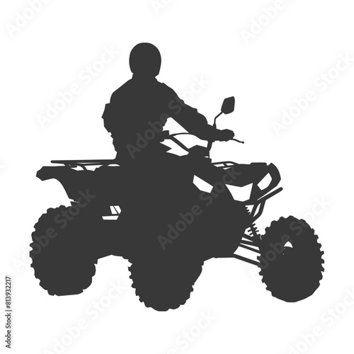 Silhouette man riding ATV black color only