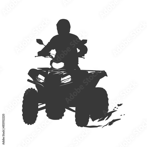 Silhouette man riding ATV black color only