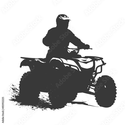 Silhouette man riding ATV black color only