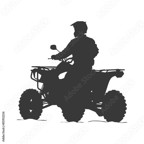 Silhouette man riding ATV black color only