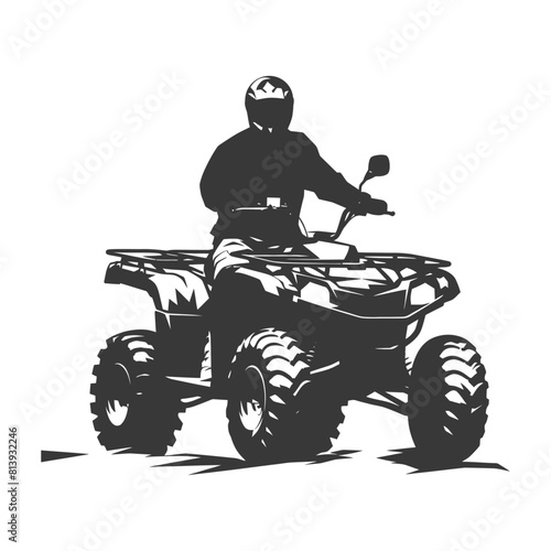 Silhouette man riding ATV black color only