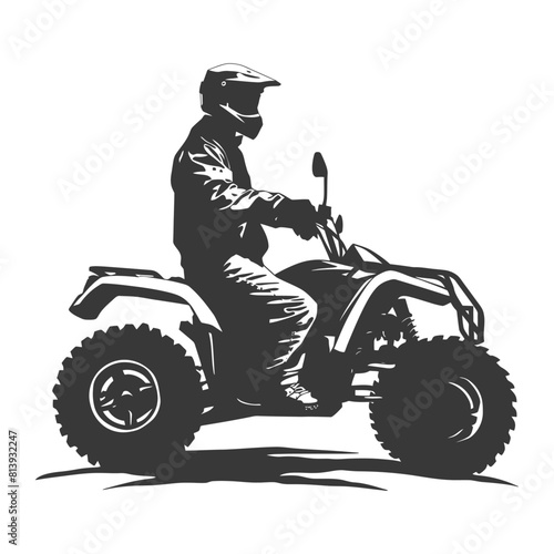 Silhouette man riding ATV black color only