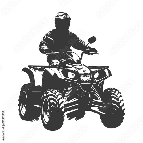 Silhouette man riding ATV black color only
