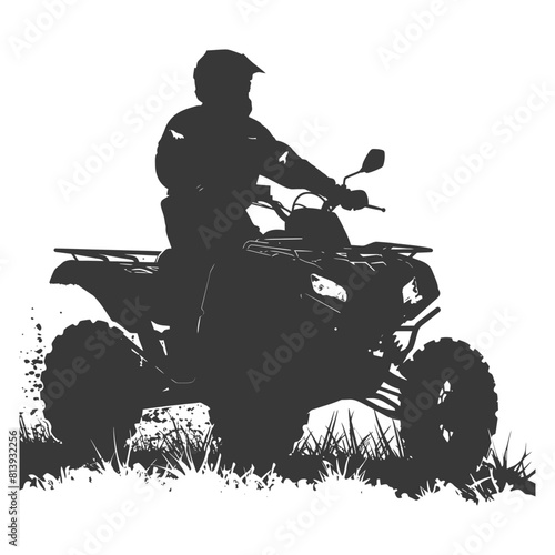 Silhouette man riding ATV black color only