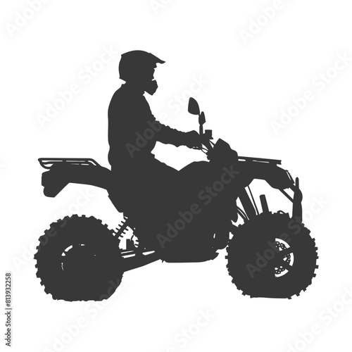 Silhouette man riding ATV black color only