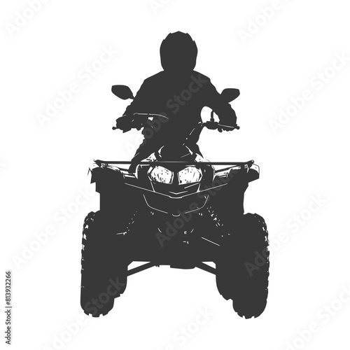 Silhouette man riding ATV black color only