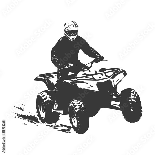 Silhouette man riding ATV black color only
