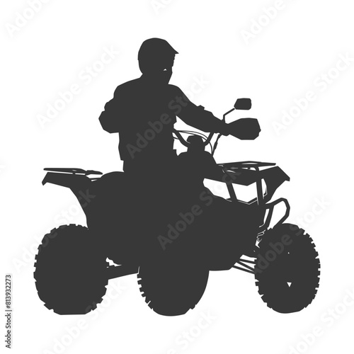 Silhouette man riding ATV black color only