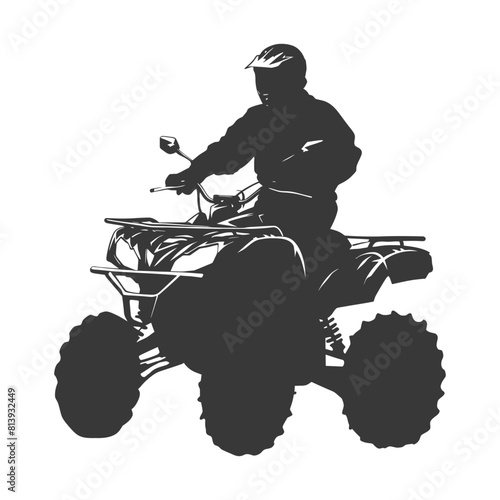 Silhouette man riding ATV black color only