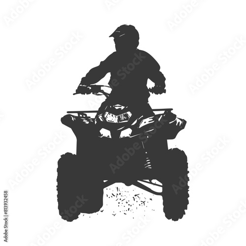 Silhouette man riding ATV black color only